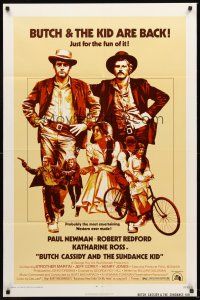 4g146 BUTCH CASSIDY & THE SUNDANCE KID 1sh R73 Paul Newman, Robert Redford, back for the fun of it