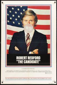 4g149 CANDIDATE 1sh '72 great image of candidate Robert Redford blowing a bubble!