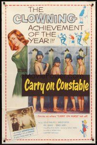 4g154 CARRY ON CONSTABLE 1sh '61 wacky image of naked English cops in the shower!
