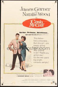 4g158 CASH MCCALL 1sh '60 James Garner, Natalie Wood, big bright romantic delight!