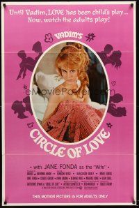4g173 CIRCLE OF LOVE 1sh '65 Roger Vadim, sexy half-naked Jane Fonda under the covers!