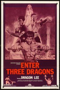 4g262 DRAGON ON FIRE 1sh R80s Dragon Lee & Bolo Yeung kung-fu action, Enter Three Dragons!