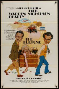 4g336 FORTUNE int'l 1sh '75 cool artwork of Jack Nicholson & Warren Beatty, Stockard Channing!