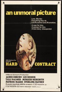 4g402 HARD CONTRACT int'l 1sh '69 sexy close-up romantic image of James Coburn & Lee Remick!