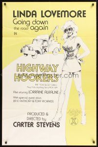 4g424 HIGHWAY HOOKERS 1sh '76 Linda Lovemore is going down the road again, sex!