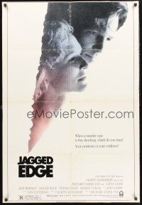 4g489 JAGGED EDGE 1sh '85 great close up image of Glenn Close & Jeff Bridges!