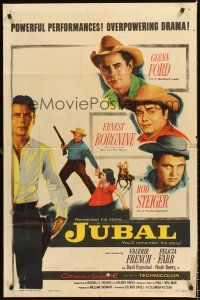 4g499 JUBAL style B 1sh '56 cowboys Glenn Ford, Ernest Borgnine & Rod Steiger, sexy French & Farr!