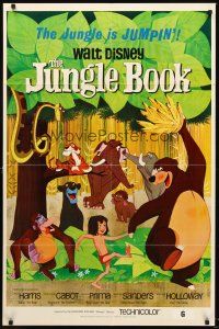 4g507 JUNGLE BOOK 1sh '67 Walt Disney cartoon classic, great image of all characters!