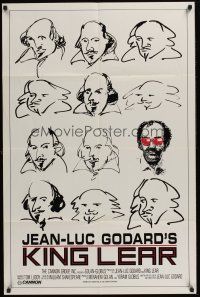 4g517 KING LEAR 1sh '87 Jean-Luc Godard sci-fi, cool art of William Shakespeare!