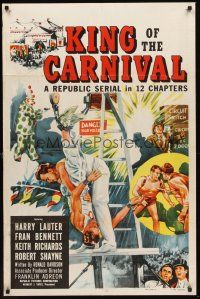 4g518 KING OF THE CARNIVAL 1sh '55 Republic serial, artwork of circus performers!