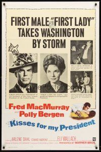 4g521 KISSES FOR MY PRESIDENT 1sh '64 Fred MacMurray, Polly Bergen, is America prepared!