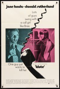 4g522 KLUTE 1sh '71 Donald Sutherland helps intended murder victim & call girl Jane Fonda!