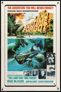 4g529 LAND THAT TIME FORGOT 1sh '75 Edgar Rice Burroughs, Akimoto dinosaur art!