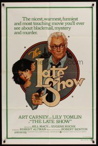 4g537 LATE SHOW 1sh '77 great artwork of Art Carney & Lily Tomlin by Richard Amsel!