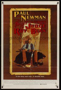 4g555 LIFE & TIMES OF JUDGE ROY BEAN 1sh '72 John Huston, art of Paul Newman by Richard Amsel!