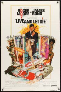 4g562 LIVE & LET DIE west hemi 1sh '73 art of Roger Moore as James Bond by Robert McGinnis!