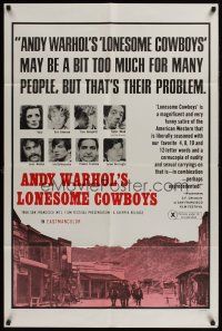 4g569 LONESOME COWBOYS 1sh '68 Andy Warhol surreal western, Joe Dallesandro!