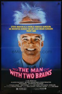 4g599 MAN WITH TWO BRAINS 1sh '83 wacky world famous surgeon Steve Martin performs brain surgery!
