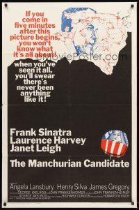 4g600 MANCHURIAN CANDIDATE 1sh '62 cool art of Frank Sinatra, directed by John Frankenheimer!