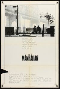 4g602 MANHATTAN style B 1sh '79 classic image of Woody Allen & Diane Keaton by bridge!