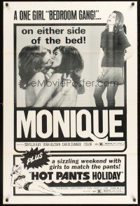 4g632 MONIQUE/HOT PANTS HOLIDAY 1sh '70s lesbian sexploitation double-bill!