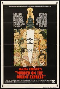 4g644 MURDER ON THE ORIENT EXPRESS 1sh '74 Agatha Christie, great art of cast by Richard Amsel!