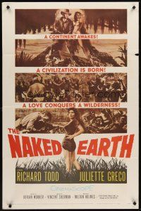 4g652 NAKED EARTH 1sh '58 sexy Juliette Greco, out of darkest Africa comes mighty adventure!