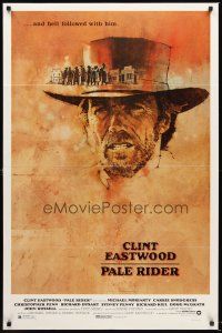 4g689 PALE RIDER 1sh '85 great artwork of cowboy Clint Eastwood by C. Michael Dudash!