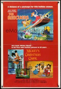 4g747 RESCUERS/MICKEY'S CHRISTMAS CAROL 1sh '83 Disney package for the holiday season!