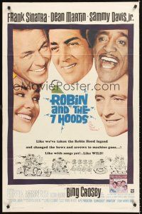 4g763 ROBIN & THE 7 HOODS 1sh '64 Frank Sinatra, Dean Martin, Sammy Davis Jr, Bing Crosby, Rat Pack