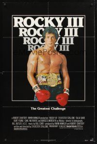 4g768 ROCKY III 1sh '82 great image of boxer & director Sylvester Stallone w/gloves & belt!