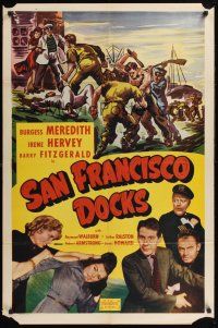 4g784 SAN FRANCISCO DOCKS 1sh R50 Burgess Meredith, Irene Hervey, great image of catfight!