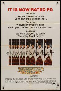 4g787 SATURDAY NIGHT FEVER pg rating 1sh R1979 disco dancer John Travolta in most classic pose!