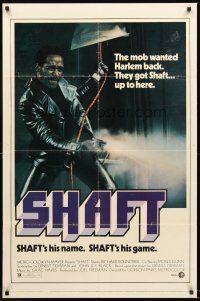 4g804 SHAFT 1sh '71 classic image of tough Richard Roundtree shooting gun!