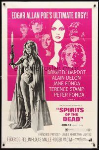 4g841 SPIRITS OF THE DEAD 1sh '69 Federico Fellini, Reynold Brown artwork of sexy Jane Fonda!