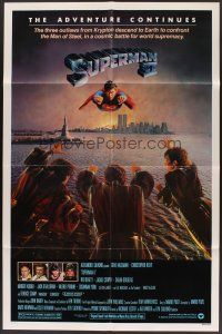 4g866 SUPERMAN II 1sh '81 Christopher Reeve, Terence Stamp, great artwork over New York City!