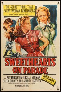 4g873 SWEETHEARTS ON PARADE 1sh '53 Ray Middleton, Lucille Norman, small town romance!