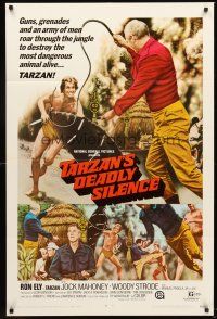 4g879 TARZAN'S DEADLY SILENCE 1sh '70 Jock Mahoney hunts Ron Ely, the most dangerous animal alive!