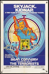4g888 TERRORISTS 1sh '75 great colorful artwork of Sean Connery by Robert Tanenbaum!