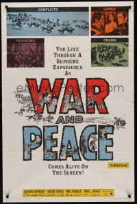 4g959 WAR & PEACE 1sh R63 Audrey Hepburn, Henry Fonda & Mel Ferrer, Leo Tolstoy epic!