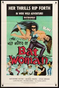 4g980 WILD WORLD OF BATWOMAN 1sh '66 cool artwork of sexy female super hero by J. Syphers!