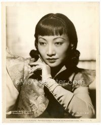 4h064 ANNA MAY WONG 8x10 still '39 great close up of the Asian actress wearing cool silk outfit!