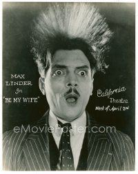 4h087 BE MY WIFE 7.5x9.5 still '21 wacky close up of Max Linder with his hair standing on end!