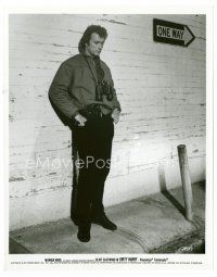 4h178 DIRTY HARRY 8x10 still '71 full-length Clint Eastwood standing on street with binoculars!