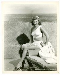 4h223 ESTHER WILLIAMS 8x10 still '50s full-length portrait in sexiest swimsuit by the ocean!