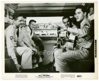 4h244 G.I. BLUES 8x10 still '60 Elvis Presley tells a story to his soldier pals on train!