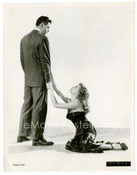 4h253 GILDA 8x10 still '46 sexy Rita Hayworth in sheath dress on her knees begging Glenn Ford!