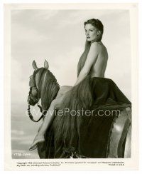 4h374 LADY GODIVA 8x10 still '55 sexy naked Maureen O'Hara with strategically placed hair on horse!