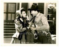 4h564 ROARING FRONTIERS deluxe 8x10 still '41 Wild Bill Elliot gives Ruth Ford a big smile!