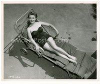 4h597 SALLY FORREST 8x10 still '50s full-length lounging by pool in sexy swimsuit by Roderick!